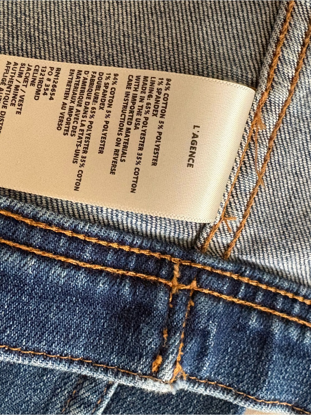 L'AGENCE Medium Blue Distressed Denim Jacket - Picture 8 of 10